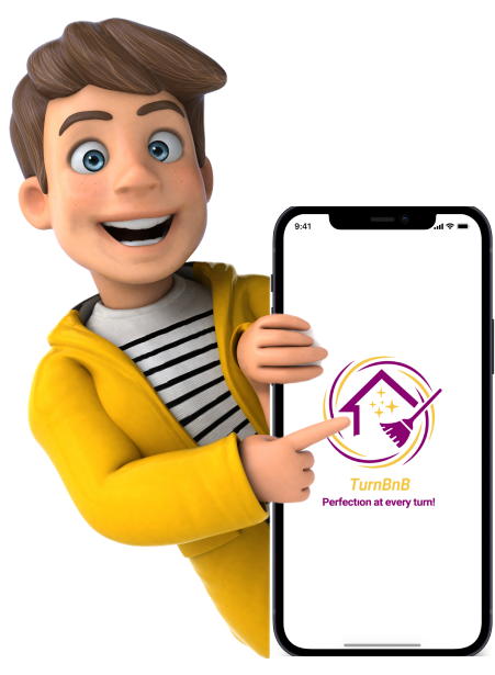 Boy showing the turnbnb app