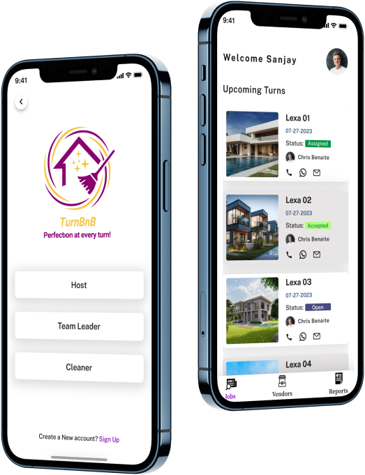 Two phones showcasing turnbnb